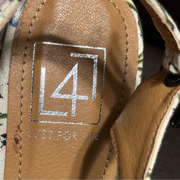 Tropical floral leaf platform wedge sandals - size 8 - Lust 4 Life botanical L4L - Picture 5 of 13